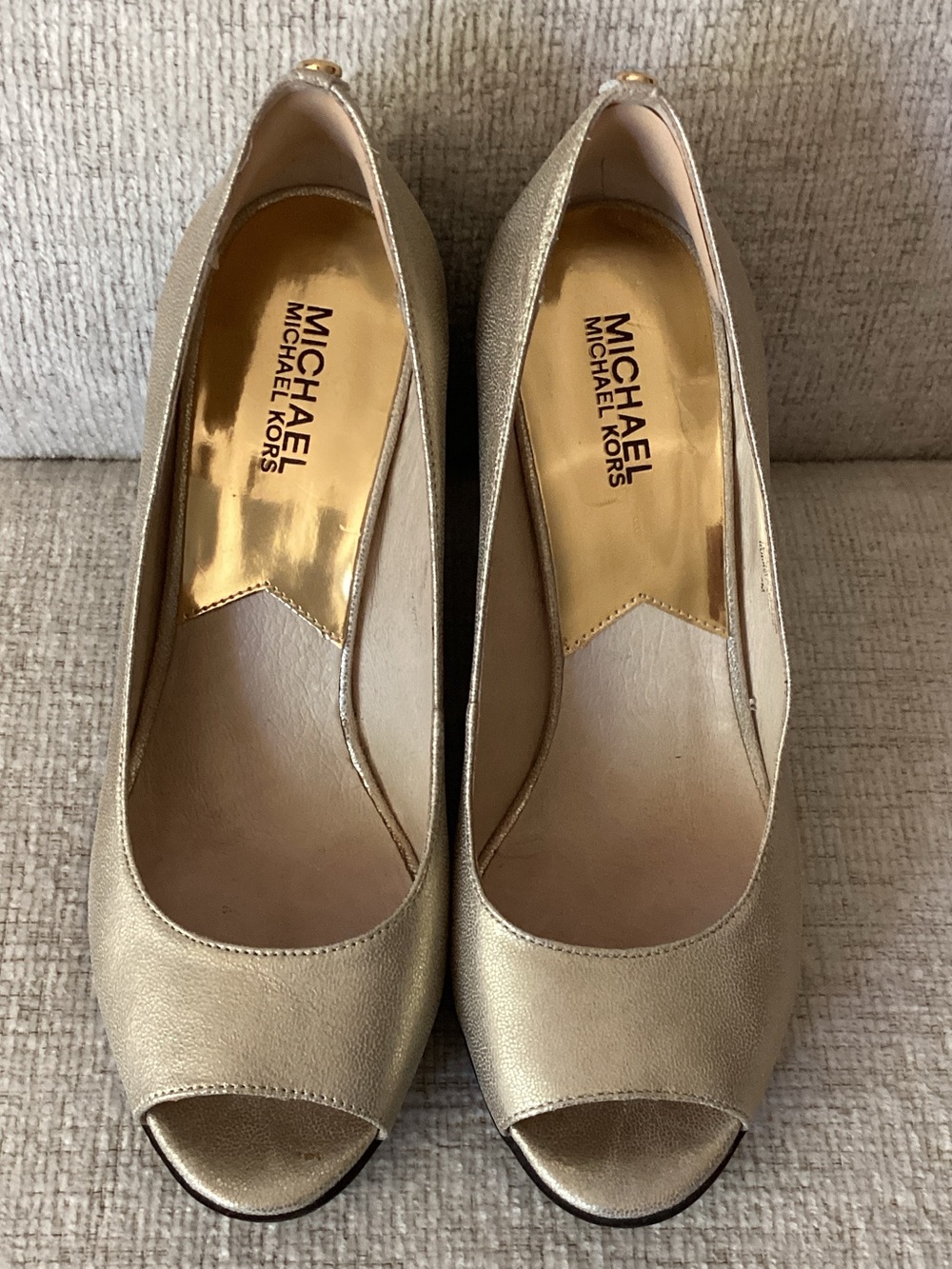 Michael Kors Metallic Gold Peep-Toe Heels